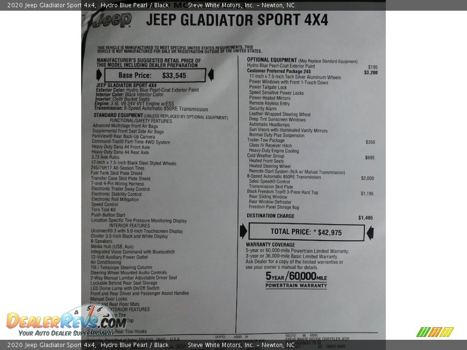 2020 Jeep Gladiator Sport 4x4 Hydro Blue Pearl / Black Photo #28