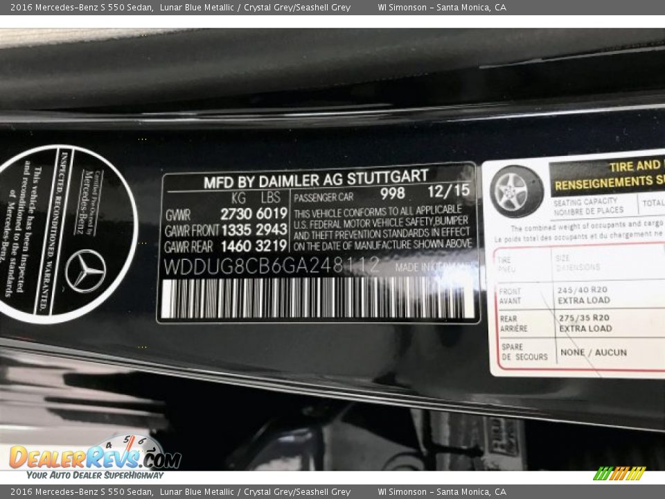 2016 Mercedes-Benz S 550 Sedan Lunar Blue Metallic / Crystal Grey/Seashell Grey Photo #24