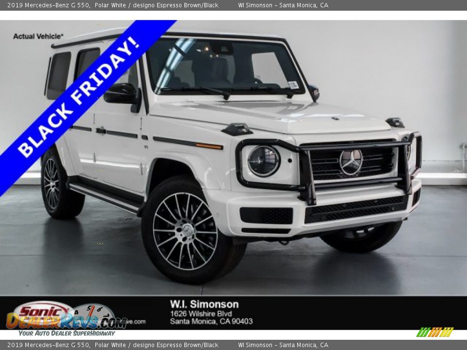 2019 Mercedes-Benz G 550 Polar White / designo Espresso Brown/Black Photo #1