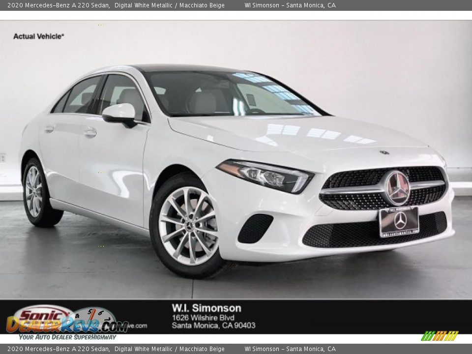 2020 Mercedes-Benz A 220 Sedan Digital White Metallic / Macchiato Beige Photo #1