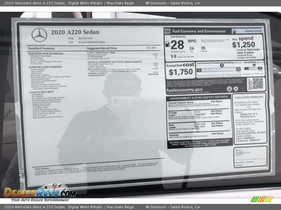 2020 Mercedes-Benz A 220 Sedan Digital White Metallic / Macchiato Beige Photo #10