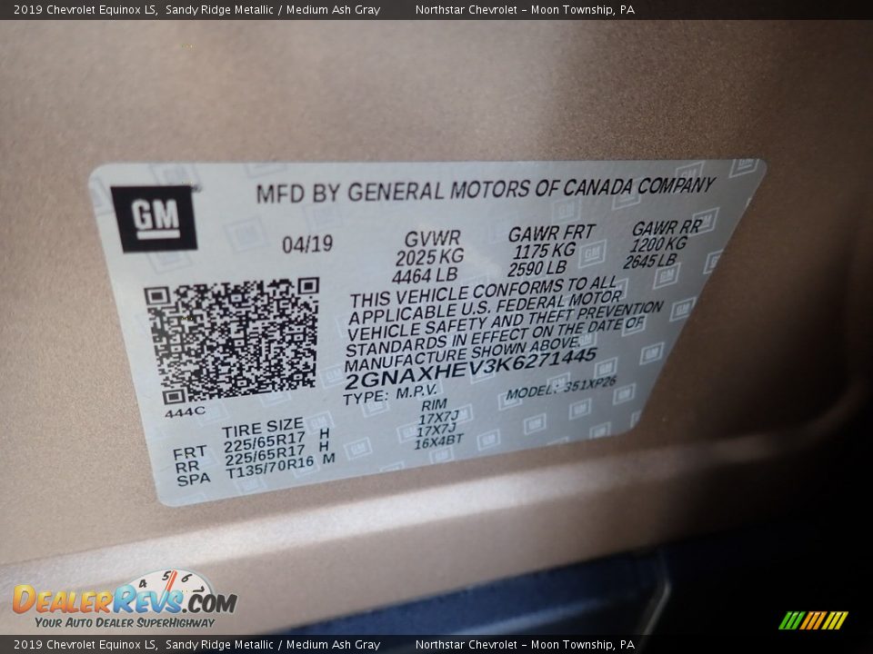 2019 Chevrolet Equinox LS Sandy Ridge Metallic / Medium Ash Gray Photo #18