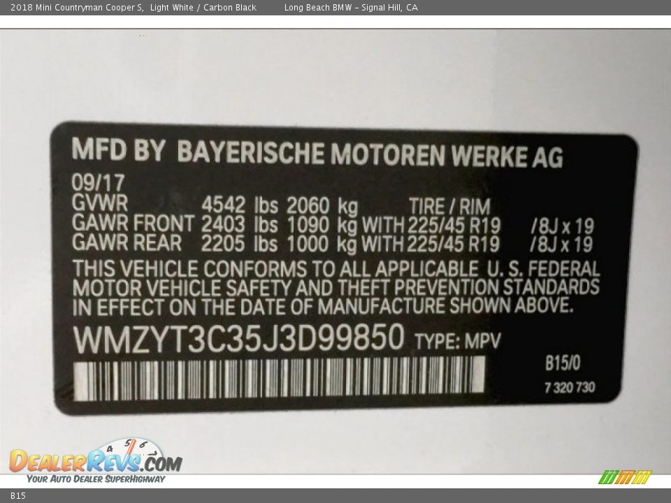 Mini Color Code B15 Light White