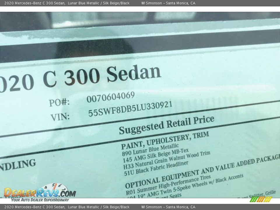 2020 Mercedes-Benz C 300 Sedan Lunar Blue Metallic / Silk Beige/Black Photo #11