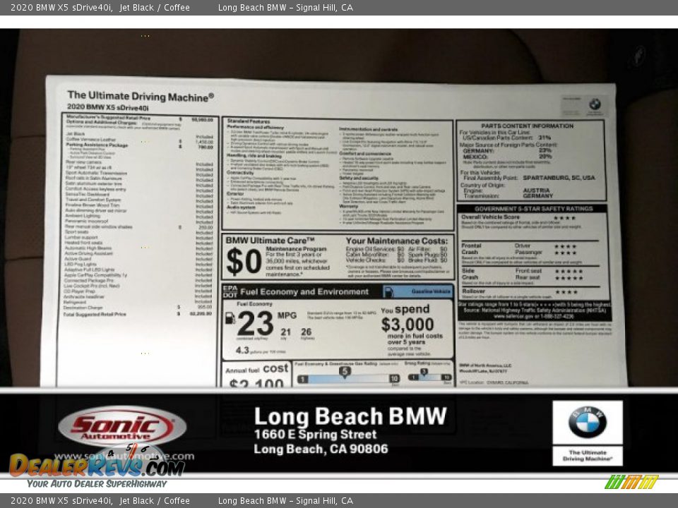 2020 BMW X5 sDrive40i Jet Black / Coffee Photo #10