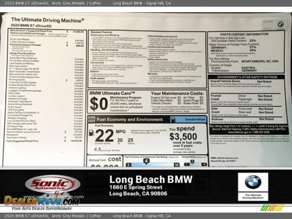 2020 BMW X7 xDrive40i Arctic Grey Metallic / Coffee Photo #10