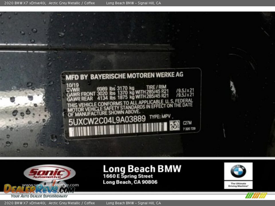 2020 BMW X7 xDrive40i Arctic Grey Metallic / Coffee Photo #11