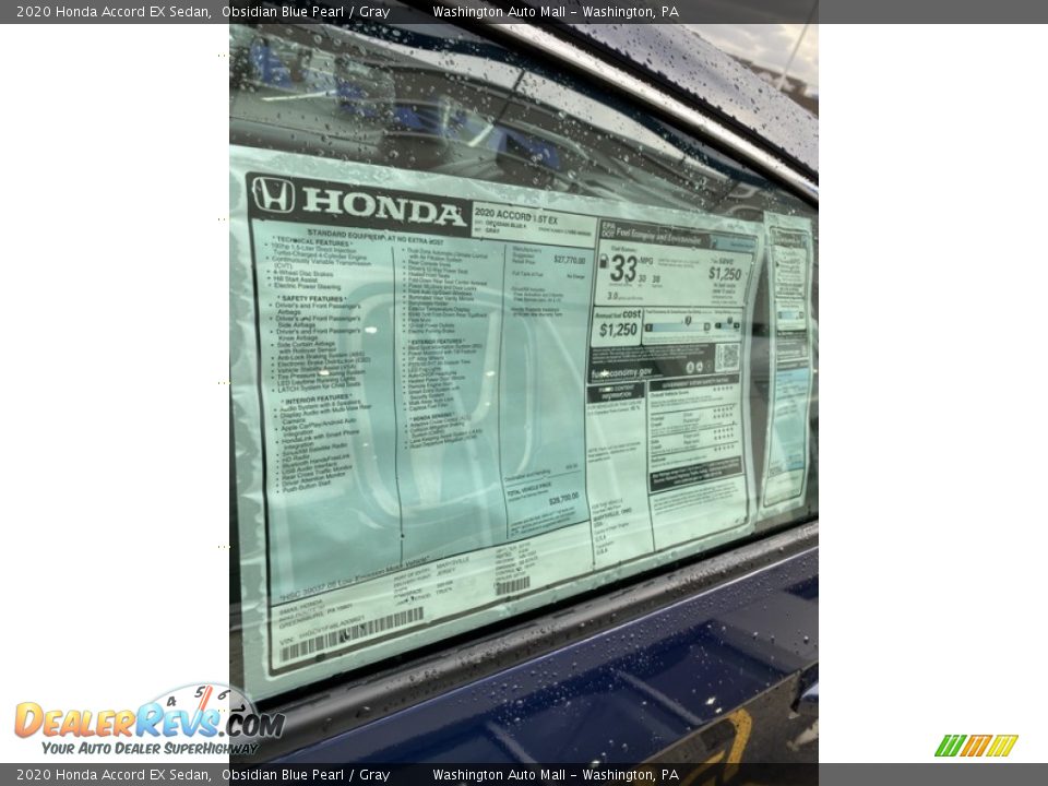 2020 Honda Accord EX Sedan Window Sticker Photo #15