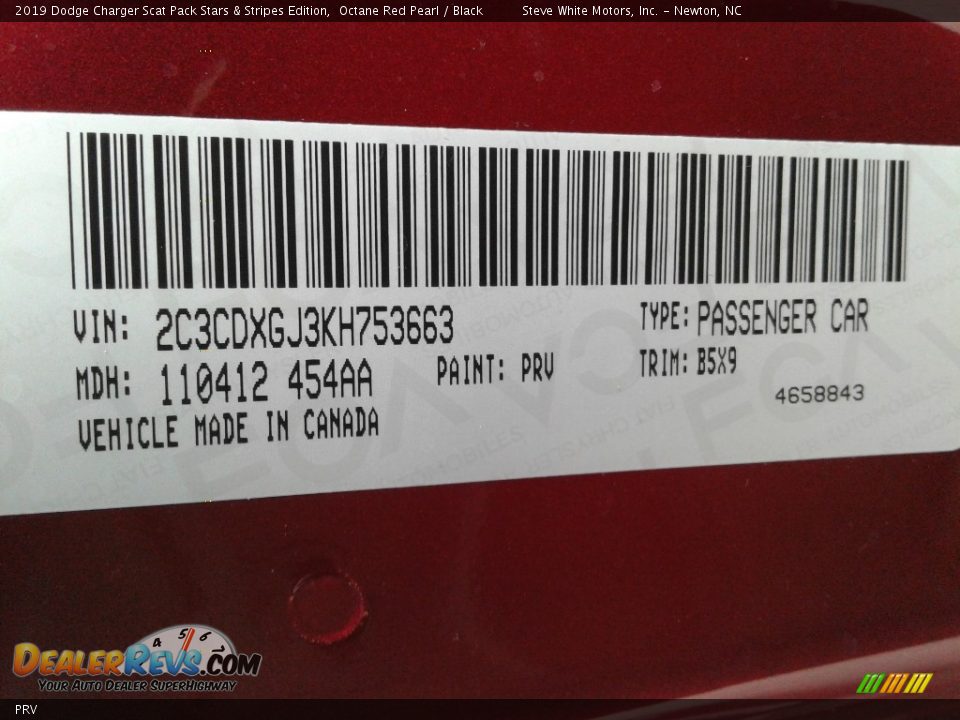 Dodge Color Code PRV Octane Red Pearl