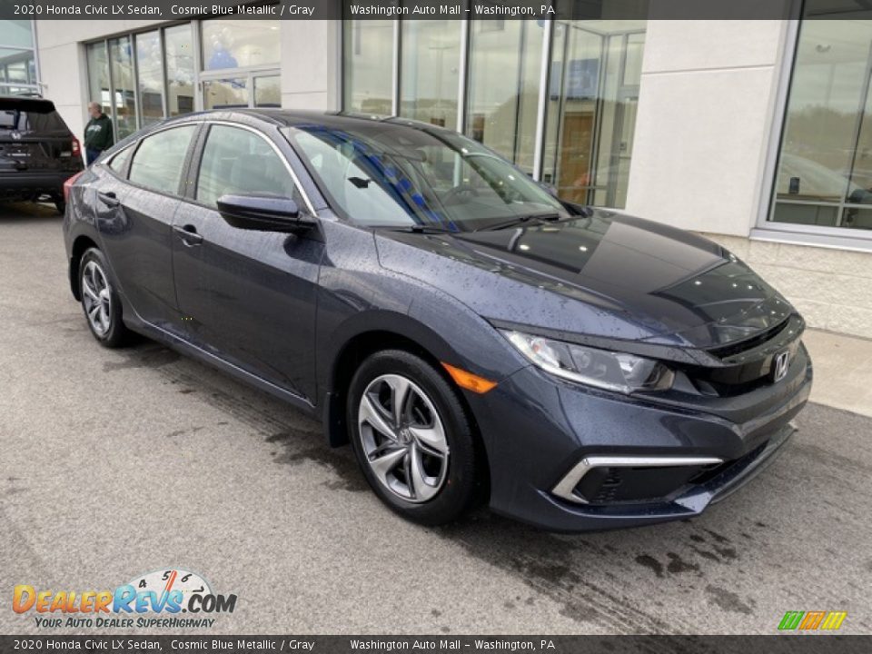 2020 Honda Civic LX Sedan Cosmic Blue Metallic / Gray Photo #2