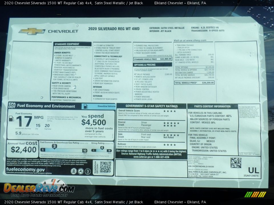 2020 Chevrolet Silverado 1500 WT Regular Cab 4x4 Satin Steel Metallic / Jet Black Photo #34