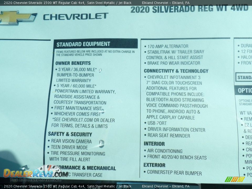 2020 Chevrolet Silverado 1500 WT Regular Cab 4x4 Satin Steel Metallic / Jet Black Photo #35
