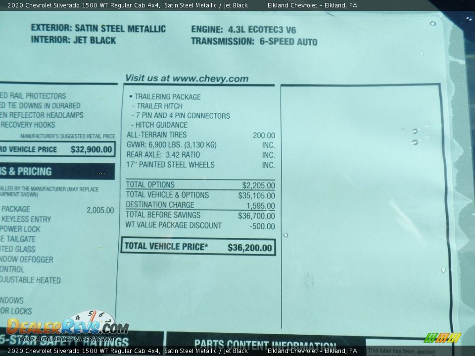 2020 Chevrolet Silverado 1500 WT Regular Cab 4x4 Satin Steel Metallic / Jet Black Photo #36