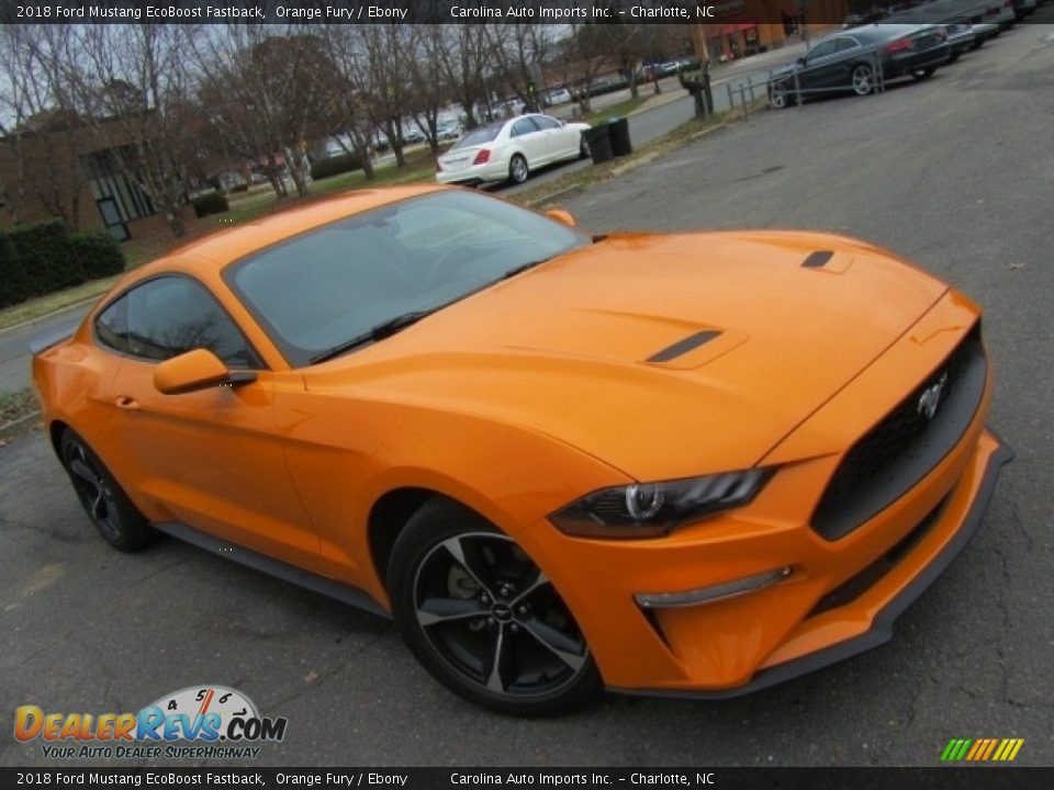 Orange Fury 2018 Ford Mustang EcoBoost Fastback Photo #3