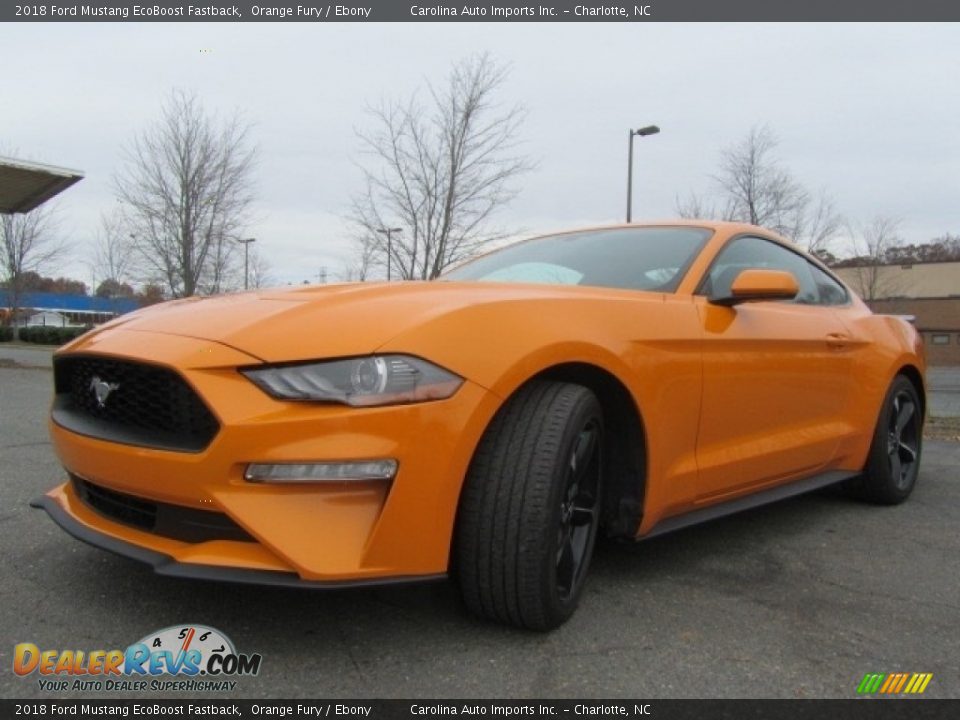 2018 Ford Mustang EcoBoost Fastback Orange Fury / Ebony Photo #6