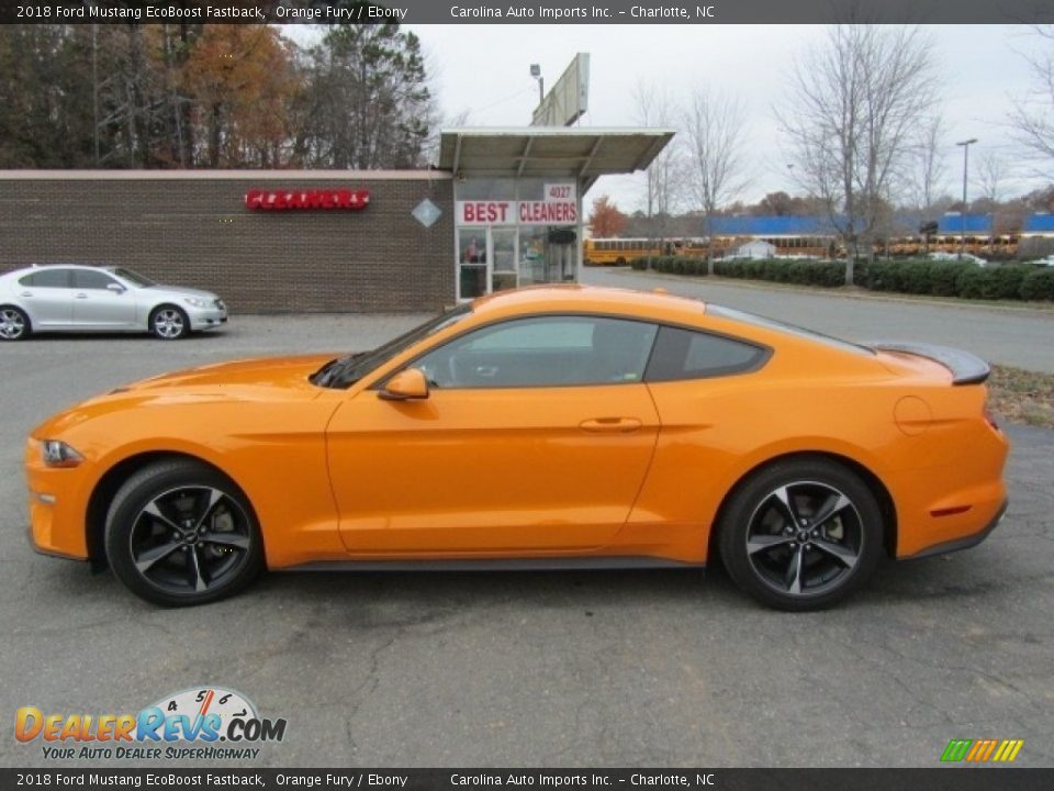 Orange Fury 2018 Ford Mustang EcoBoost Fastback Photo #7