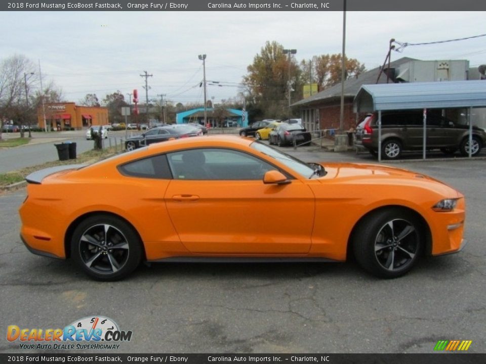 2018 Ford Mustang EcoBoost Fastback Orange Fury / Ebony Photo #11