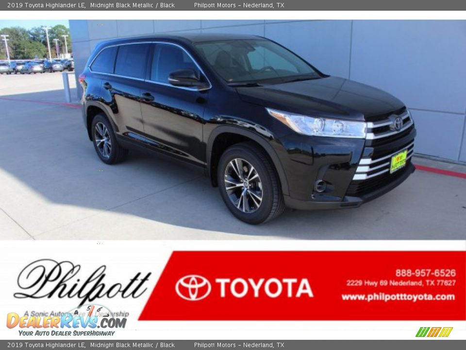 2019 Toyota Highlander LE Midnight Black Metallic / Black Photo #1