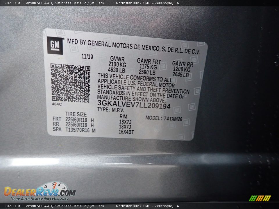 2020 GMC Terrain SLT AWD Satin Steel Metallic / Jet Black Photo #12