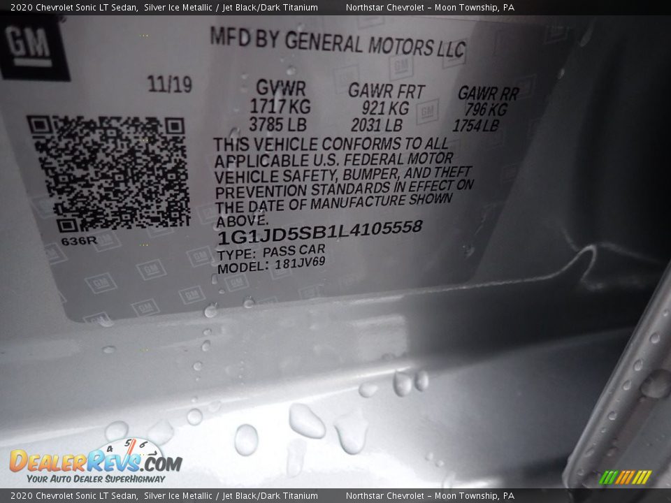 2020 Chevrolet Sonic LT Sedan Silver Ice Metallic / Jet Black/Dark Titanium Photo #15