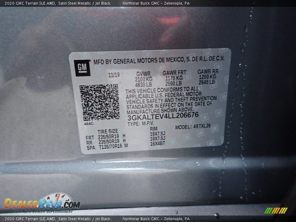 2020 GMC Terrain SLE AWD Satin Steel Metallic / Jet Black Photo #11
