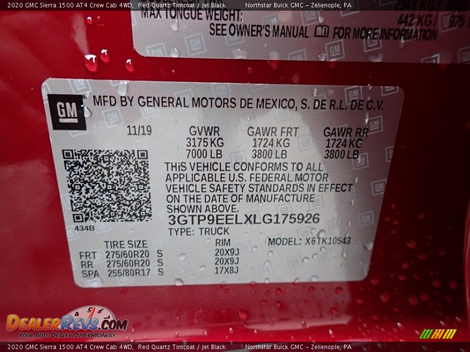 2020 GMC Sierra 1500 AT4 Crew Cab 4WD Red Quartz Tintcoat / Jet Black Photo #11