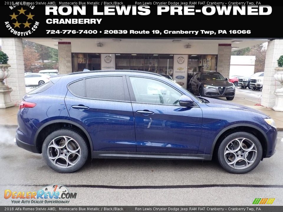 2018 Alfa Romeo Stelvio AWD Montecarlo Blue Metallic / Black/Black Photo #1