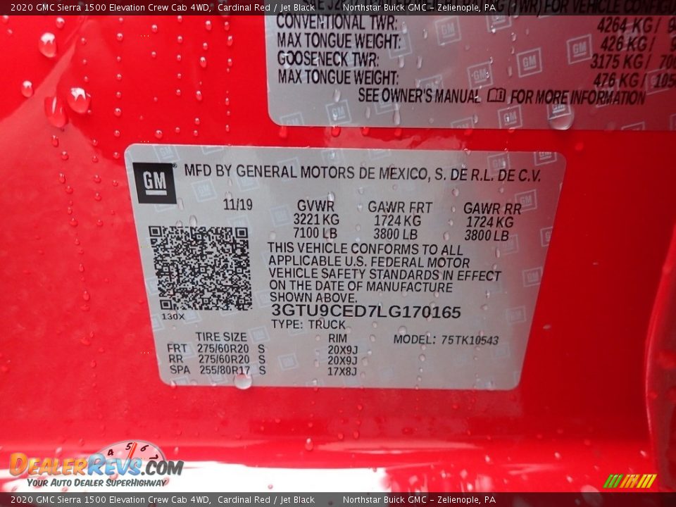 2020 GMC Sierra 1500 Elevation Crew Cab 4WD Cardinal Red / Jet Black Photo #10
