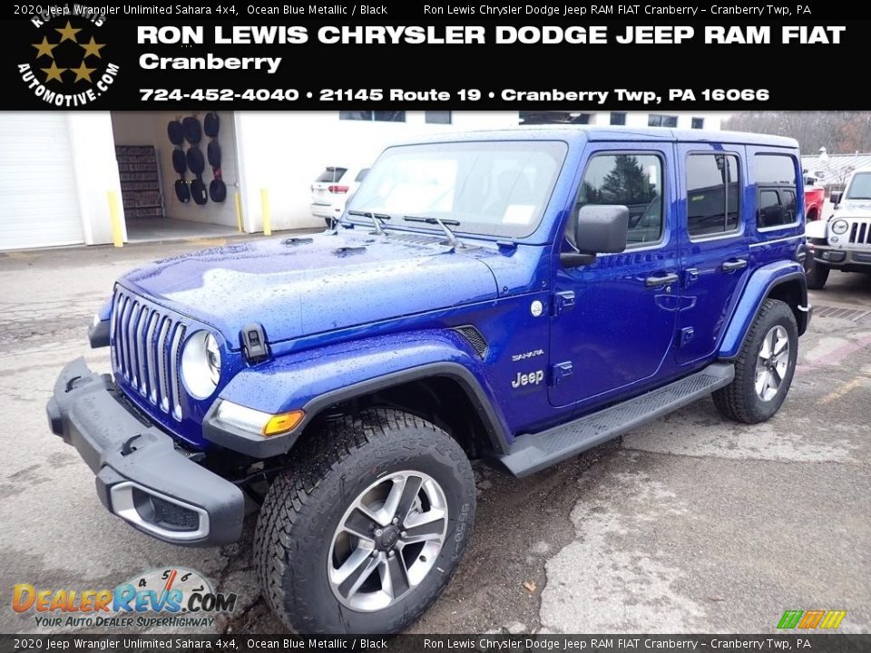 2020 Jeep Wrangler Unlimited Sahara 4x4 Ocean Blue Metallic / Black Photo #1