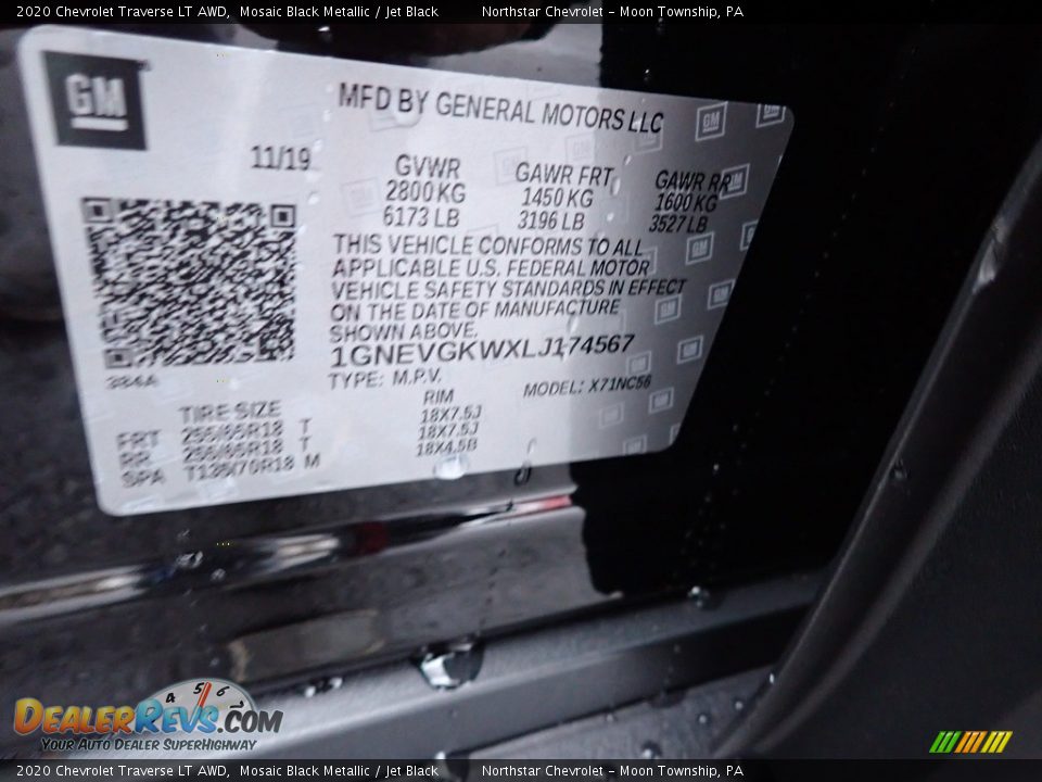 2020 Chevrolet Traverse LT AWD Mosaic Black Metallic / Jet Black Photo #16