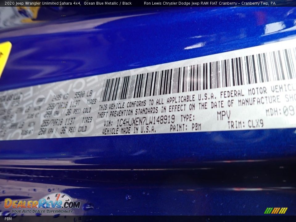 Jeep Color Code PBM Ocean Blue Metallic