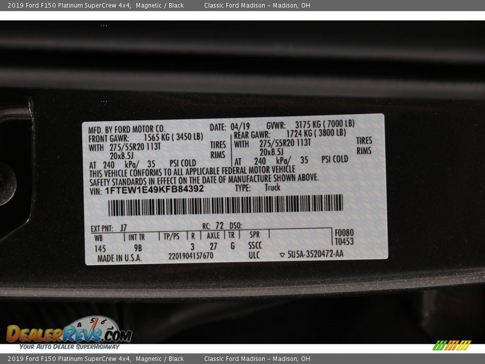 2019 Ford F150 Platinum SuperCrew 4x4 Magnetic / Black Photo #24