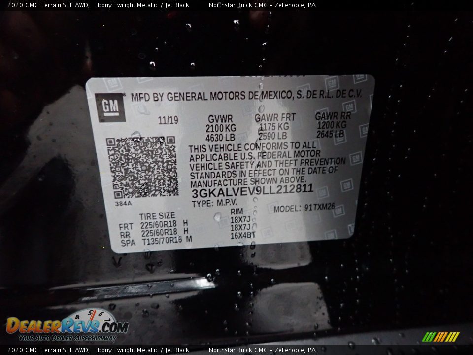 2020 GMC Terrain SLT AWD Ebony Twilight Metallic / Jet Black Photo #13