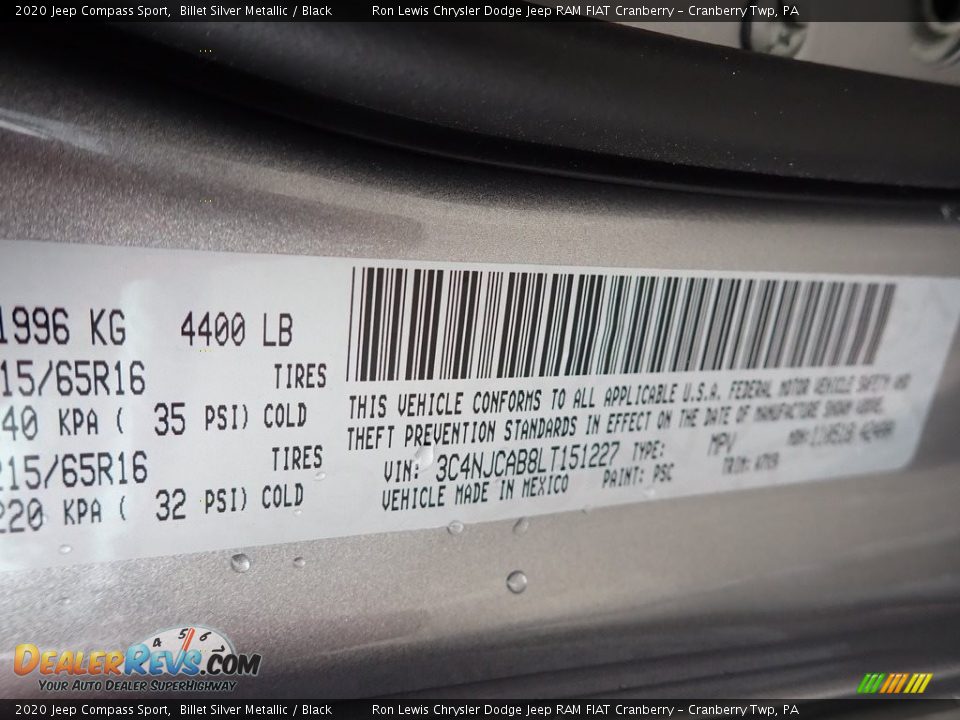 2020 Jeep Compass Sport Billet Silver Metallic / Black Photo #14