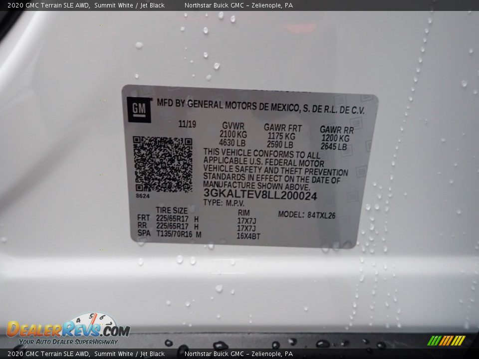 2020 GMC Terrain SLE AWD Summit White / Jet Black Photo #11
