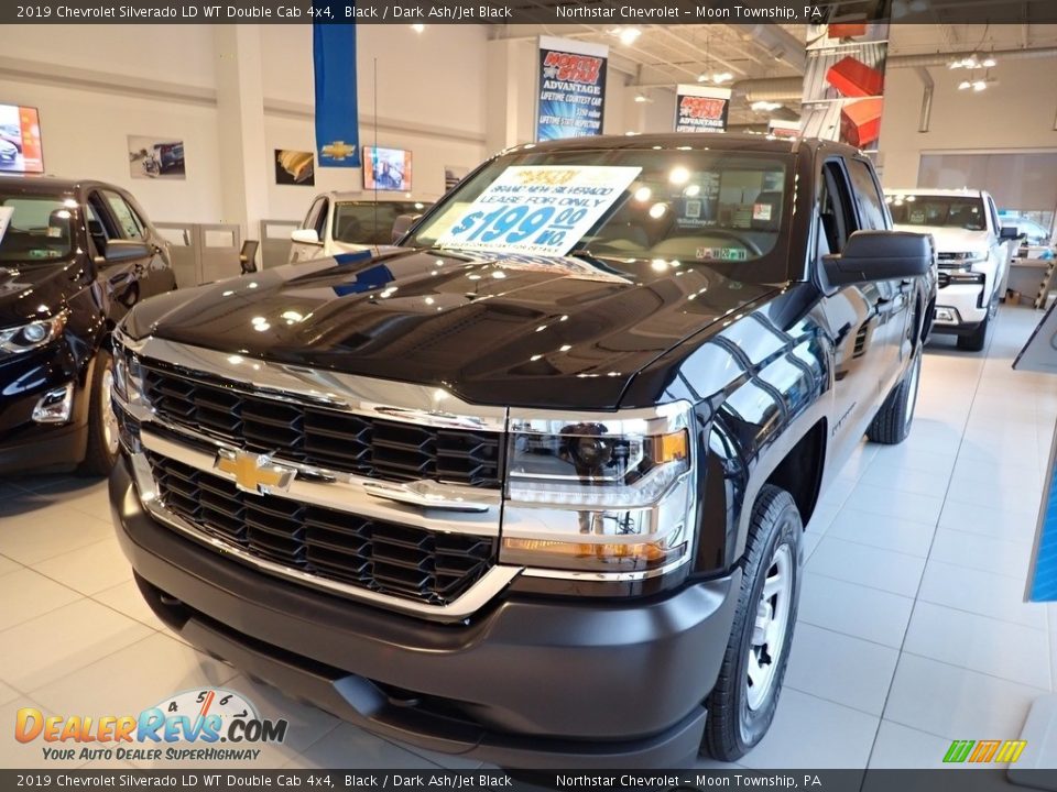 2019 Chevrolet Silverado LD WT Double Cab 4x4 Black / Dark Ash/Jet Black Photo #1
