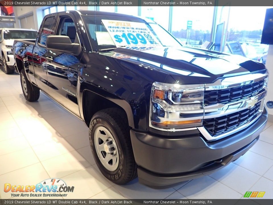 2019 Chevrolet Silverado LD WT Double Cab 4x4 Black / Dark Ash/Jet Black Photo #6