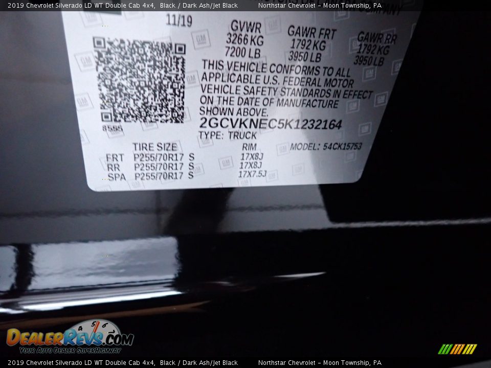 2019 Chevrolet Silverado LD WT Double Cab 4x4 Black / Dark Ash/Jet Black Photo #15