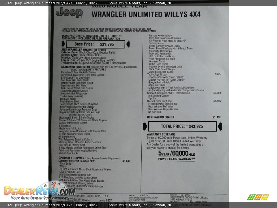 2020 Jeep Wrangler Unlimited Willys 4x4 Black / Black Photo #30