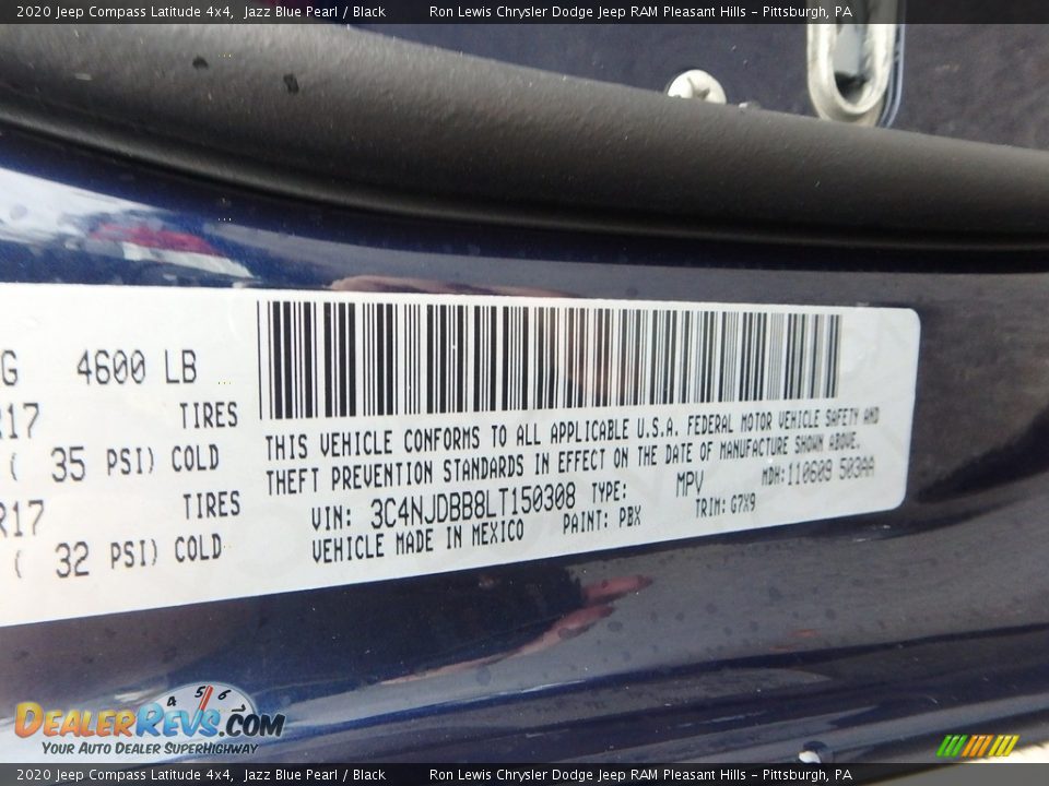 2020 Jeep Compass Latitude 4x4 Jazz Blue Pearl / Black Photo #15