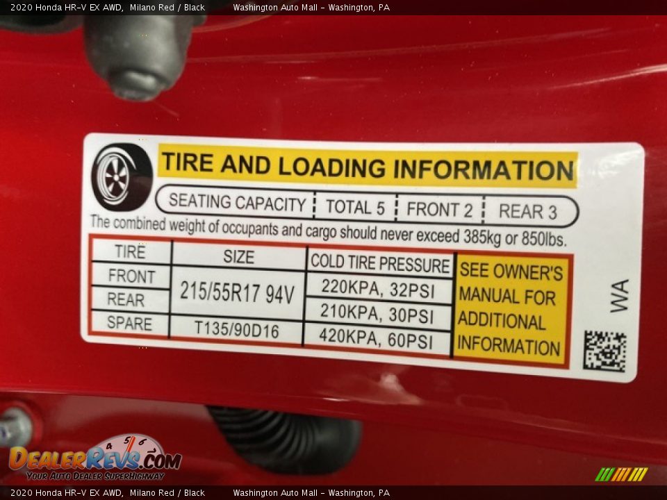 2020 Honda HR-V EX AWD Milano Red / Black Photo #8