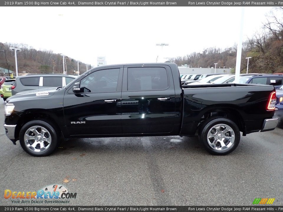 2019 Ram 1500 Big Horn Crew Cab 4x4 Diamond Black Crystal Pearl / Black/Light Mountain Brown Photo #2
