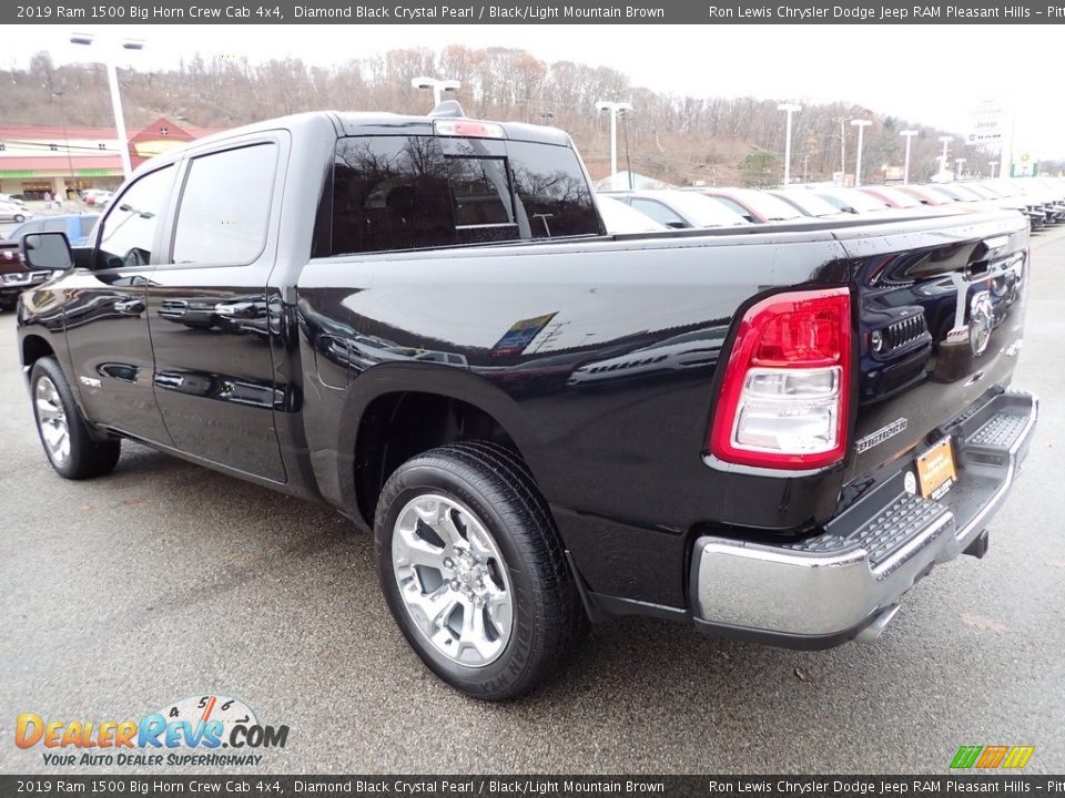 2019 Ram 1500 Big Horn Crew Cab 4x4 Diamond Black Crystal Pearl / Black/Light Mountain Brown Photo #3