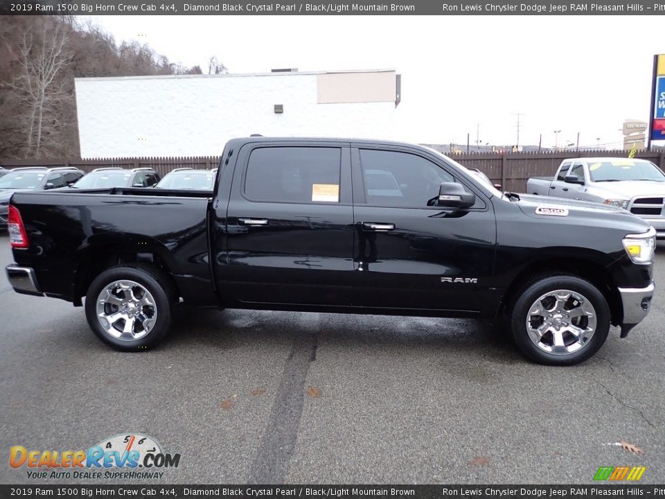2019 Ram 1500 Big Horn Crew Cab 4x4 Diamond Black Crystal Pearl / Black/Light Mountain Brown Photo #6