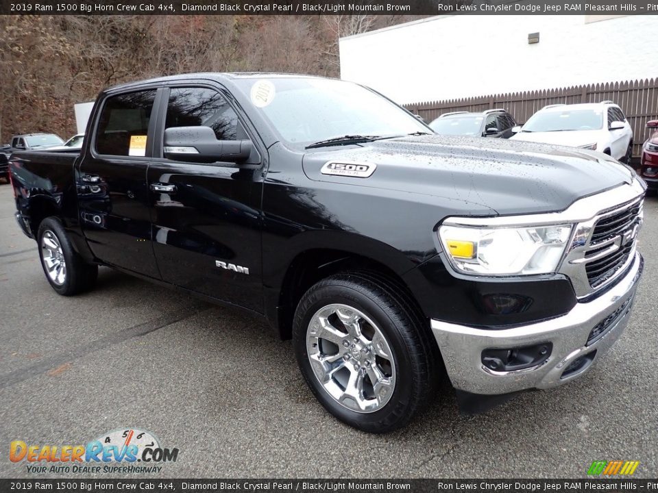 2019 Ram 1500 Big Horn Crew Cab 4x4 Diamond Black Crystal Pearl / Black/Light Mountain Brown Photo #7