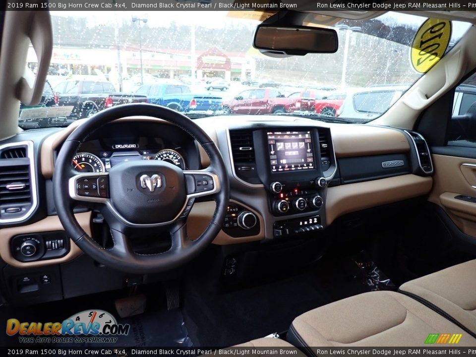 2019 Ram 1500 Big Horn Crew Cab 4x4 Diamond Black Crystal Pearl / Black/Light Mountain Brown Photo #13