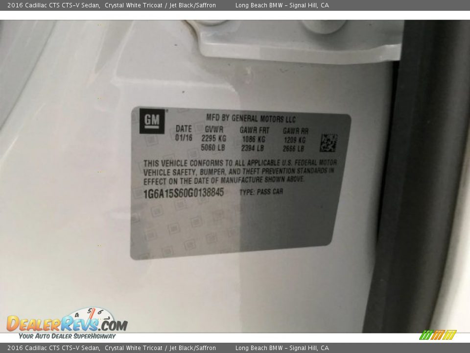 2016 Cadillac CTS CTS-V Sedan Crystal White Tricoat / Jet Black/Saffron Photo #19