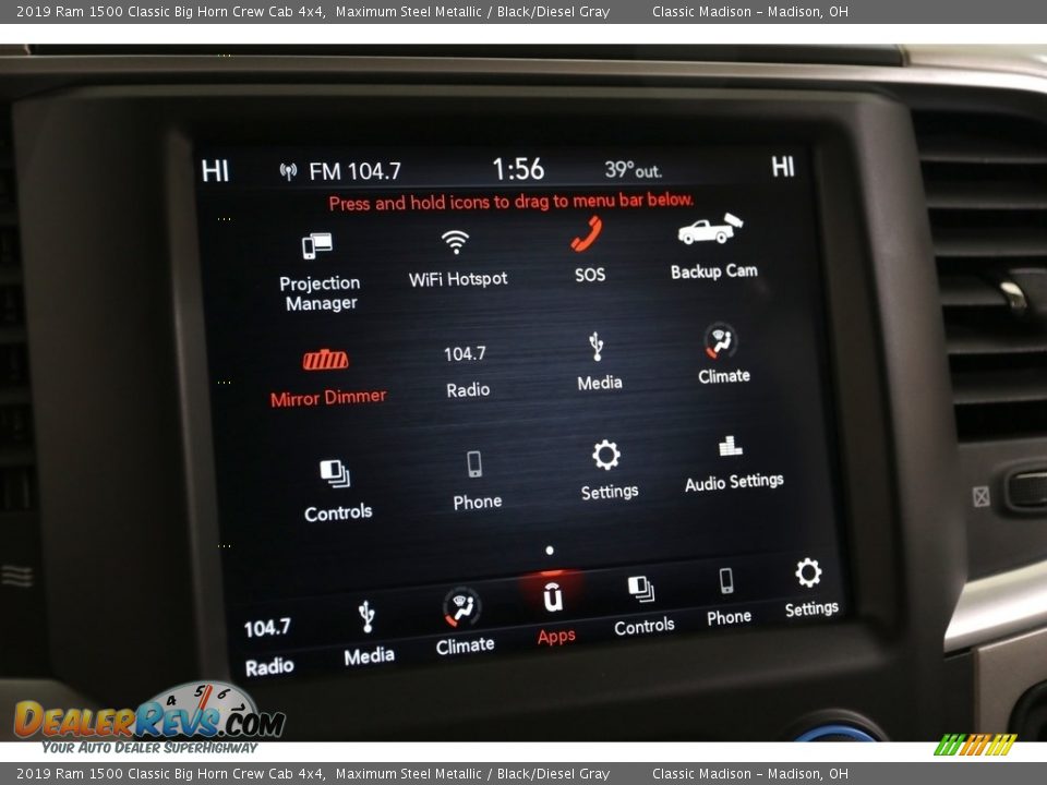 2019 Ram 1500 Classic Big Horn Crew Cab 4x4 Maximum Steel Metallic / Black/Diesel Gray Photo #12