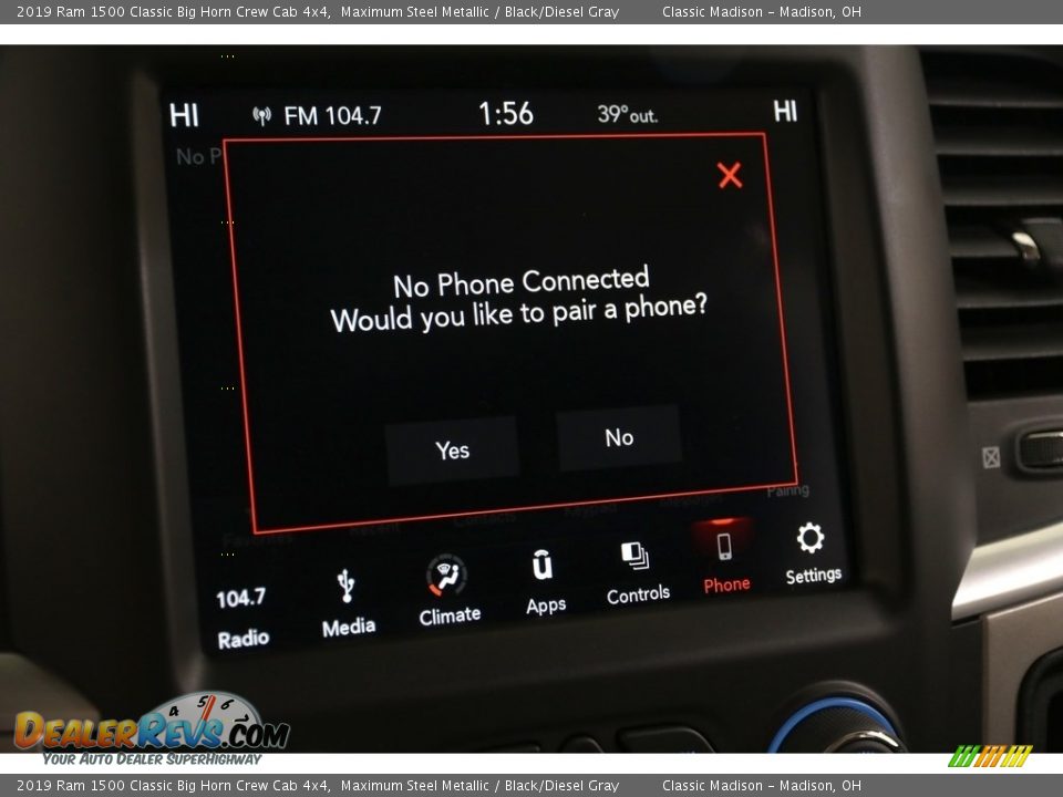 2019 Ram 1500 Classic Big Horn Crew Cab 4x4 Maximum Steel Metallic / Black/Diesel Gray Photo #14