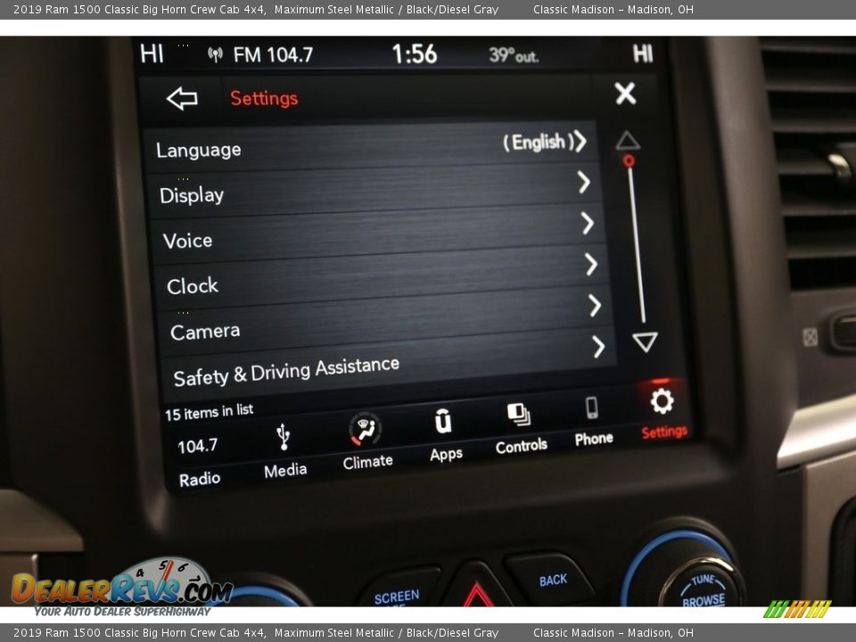 2019 Ram 1500 Classic Big Horn Crew Cab 4x4 Maximum Steel Metallic / Black/Diesel Gray Photo #15